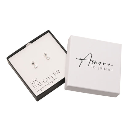 Amore Silver Plated Earrings Crystal - Daughter
