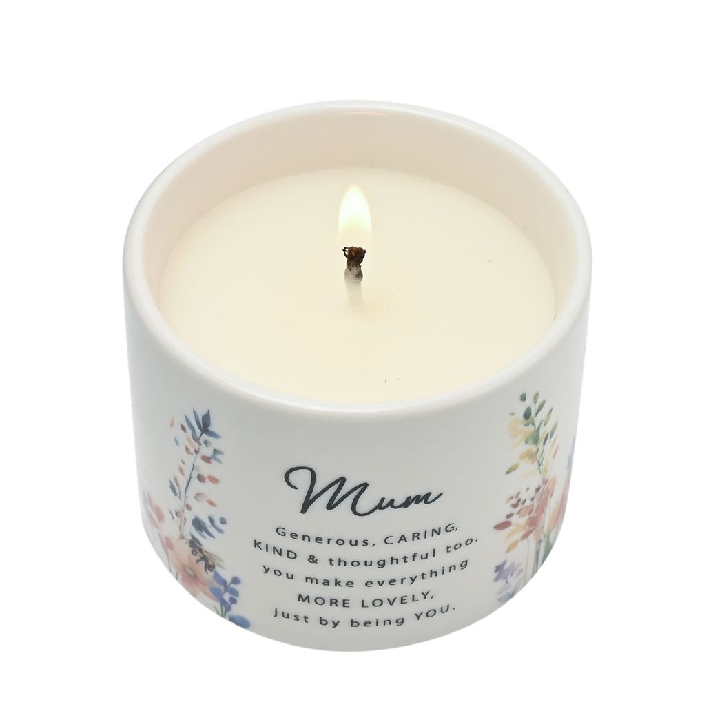 Mum Gifts - Floral Ceramic Candle 100g - Mum