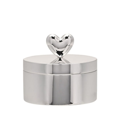 Silver Plated Heart Round Trinket Box