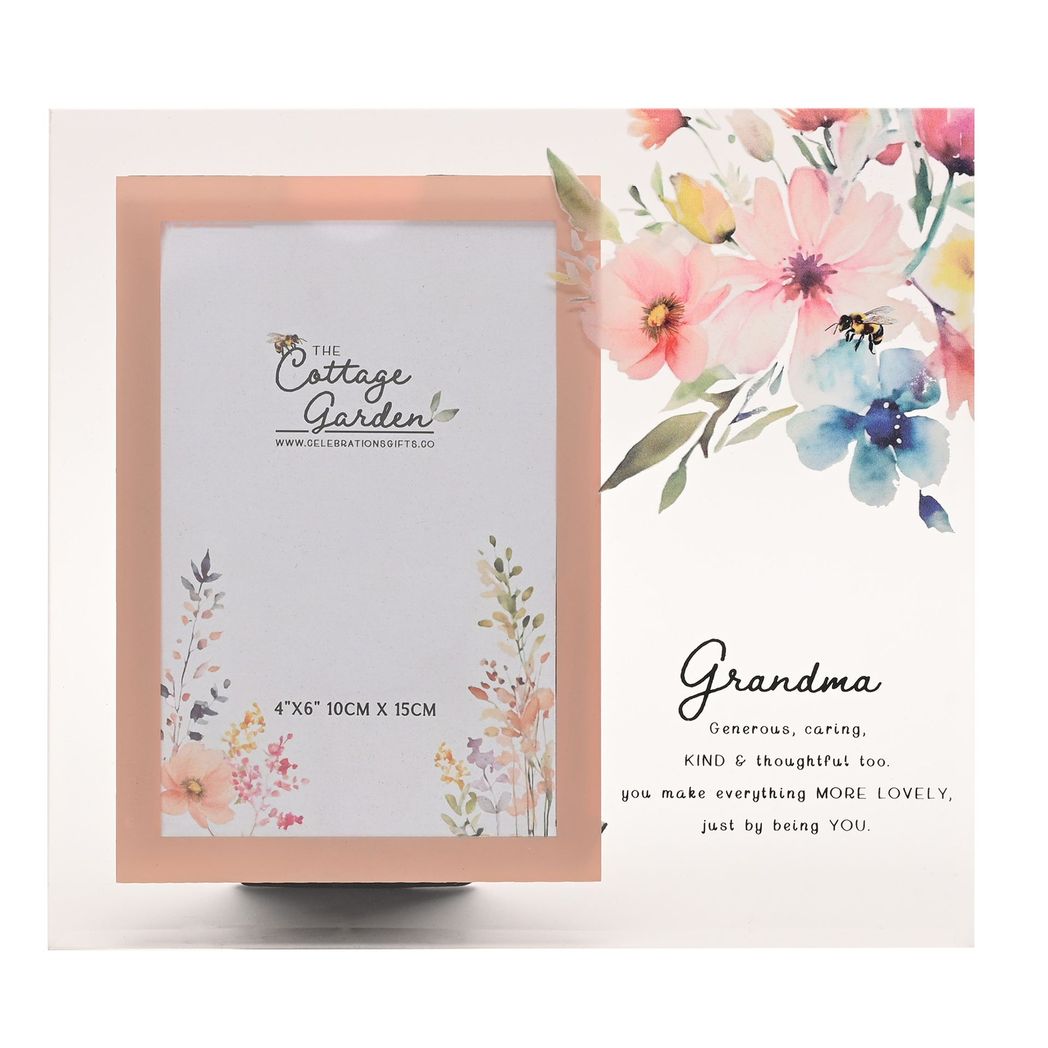 Grandma Gifts - Floral Glass Photo Frame - Grandma