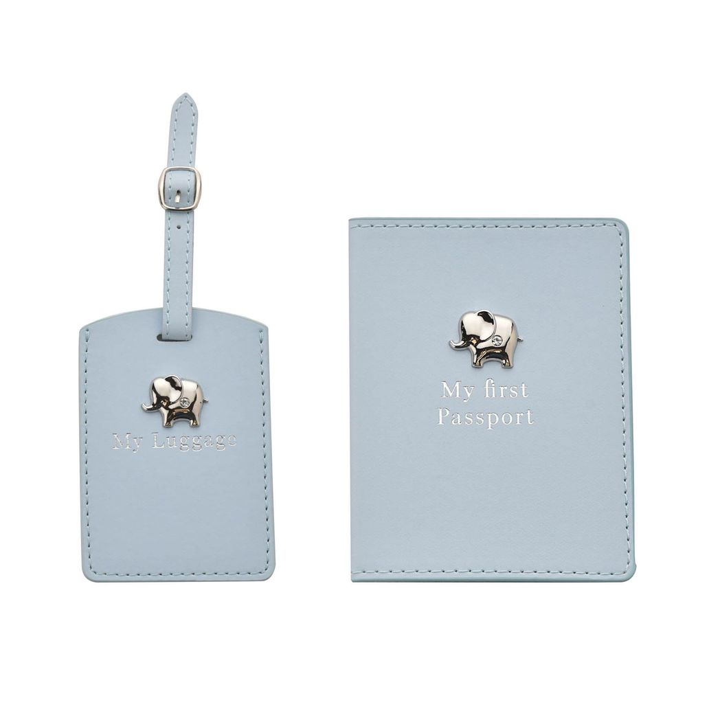 Gifts For Boys Passport Holder and Luggage Tag Set - Blue
