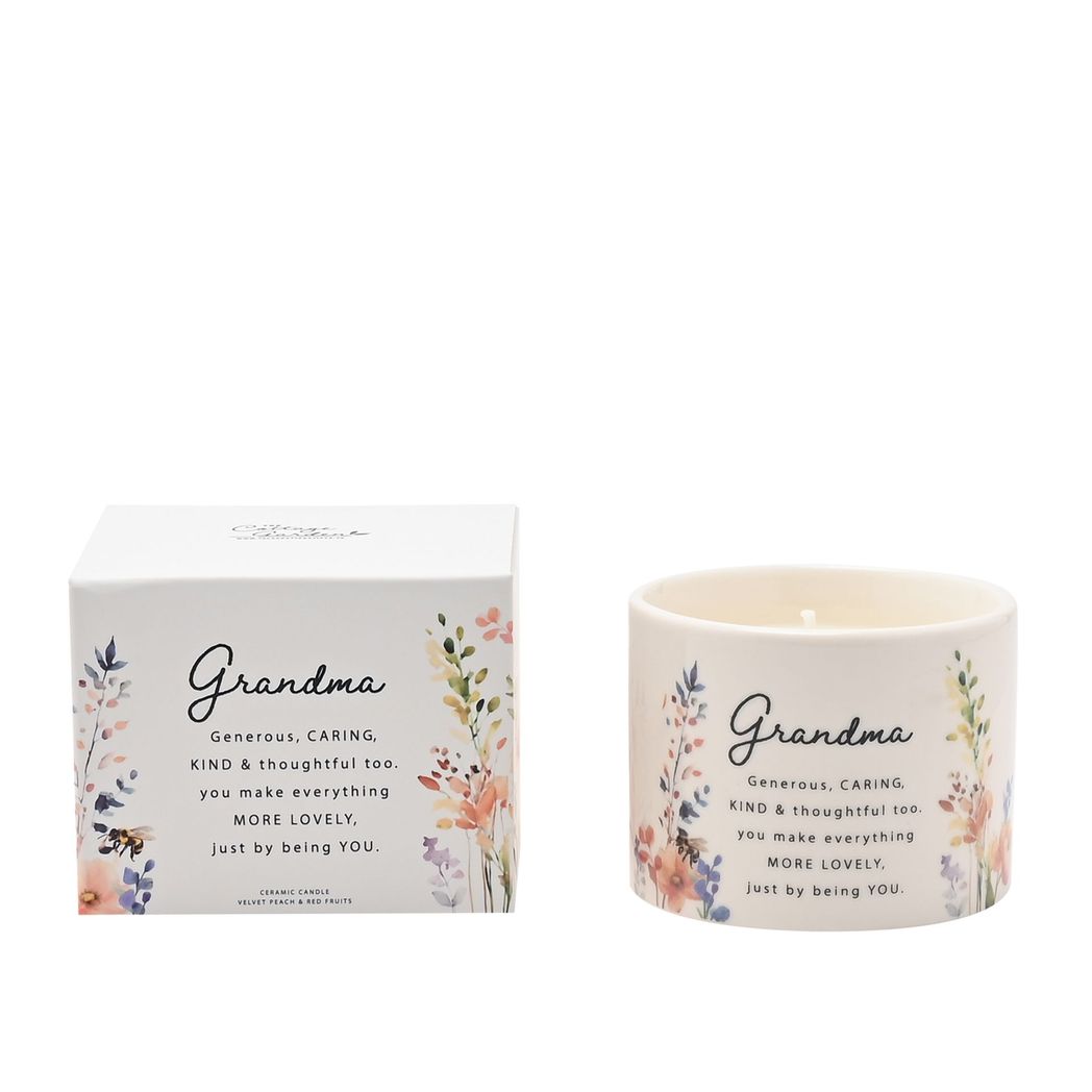 Grandmother Gifts - Floral Ceramic Candle 100g - Grandma