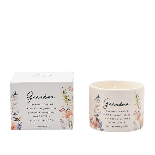 Grandmother Gifts - Floral Ceramic Candle 100g - Grandma