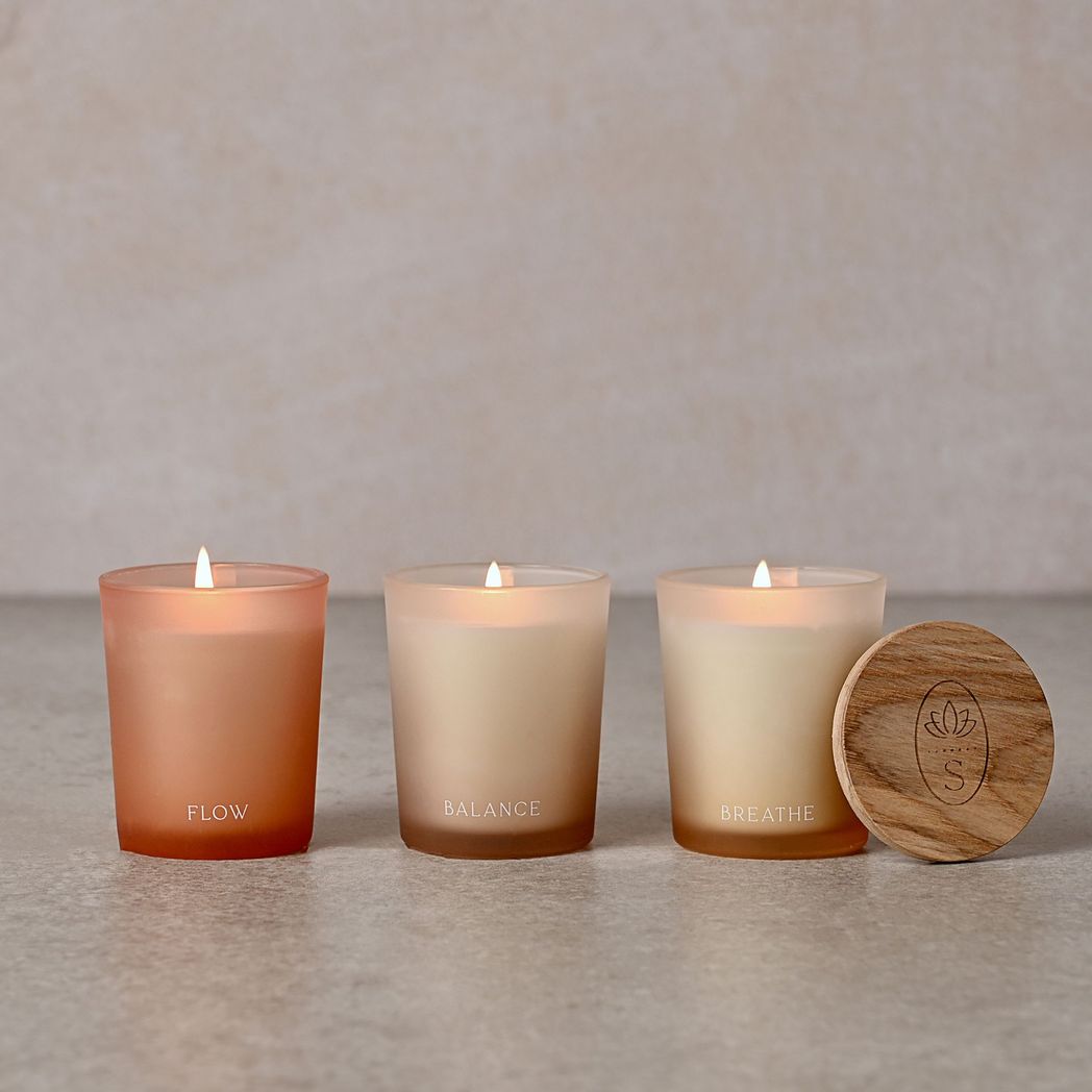 Set of 3 Votive Candles - Flow, Balance & Breathe
