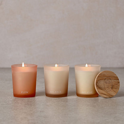 Set of 3 Votive Candles - Flow, Balance & Breathe