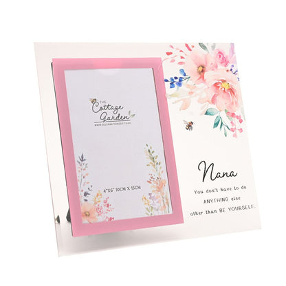 Grandmother Gifts - Floral Glass Photo Frame - Nana