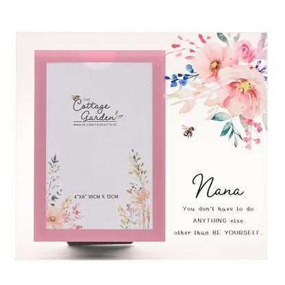 Grandmother Gifts - Floral Glass Photo Frame - Nana
