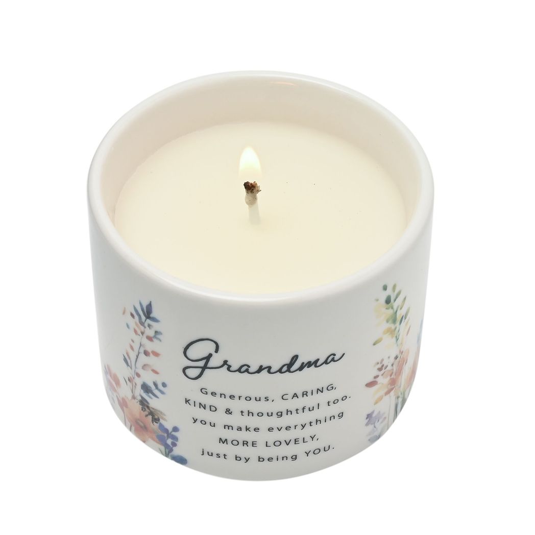 Grandmother Gifts - Floral Ceramic Candle 100g - Grandma