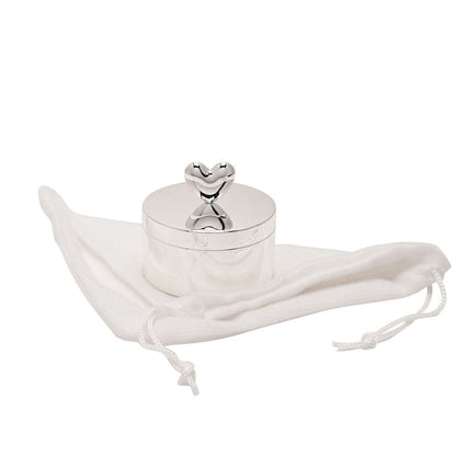Silver Plated Heart Round Trinket Box