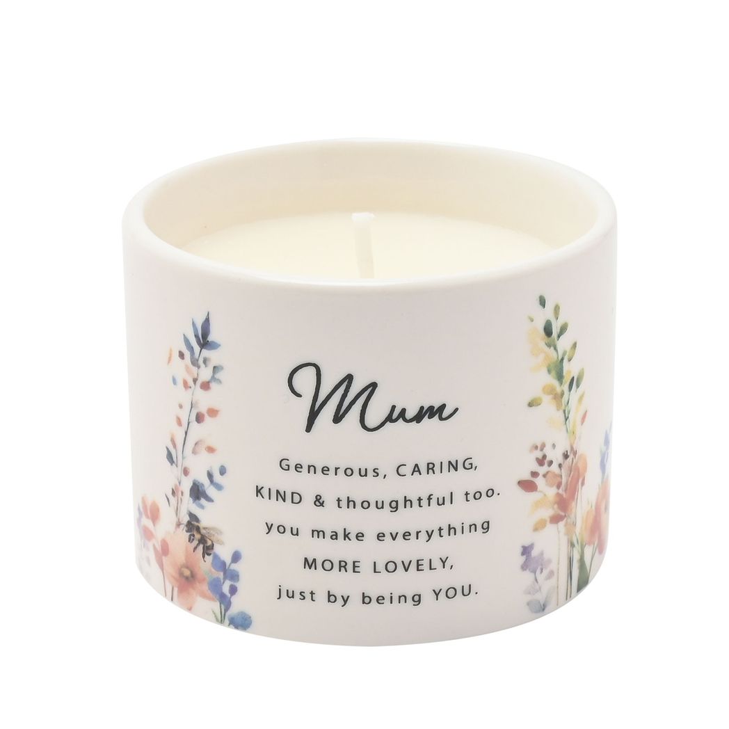 Mum Gifts - Floral Ceramic Candle 100g - Mum