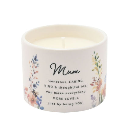 Mum Gifts - Floral Ceramic Candle 100g - Mum