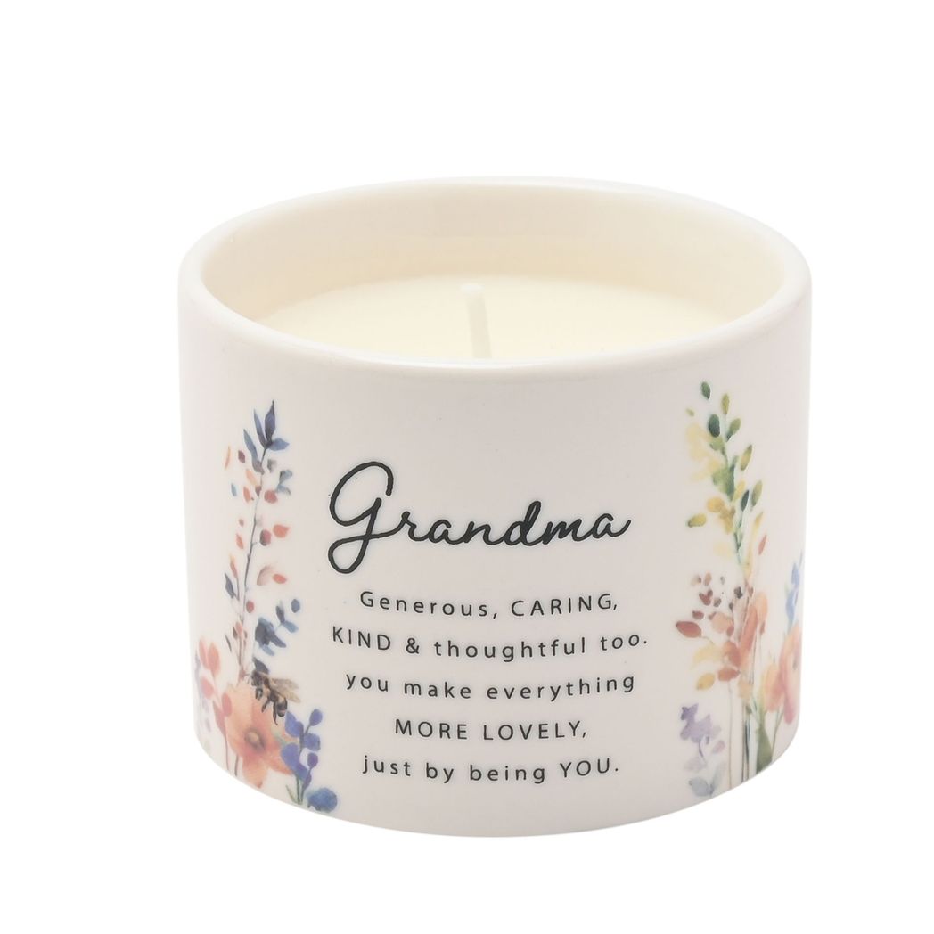 Grandmother Gifts - Floral Ceramic Candle 100g - Grandma