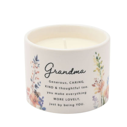 Grandmother Gifts - Floral Ceramic Candle 100g - Grandma