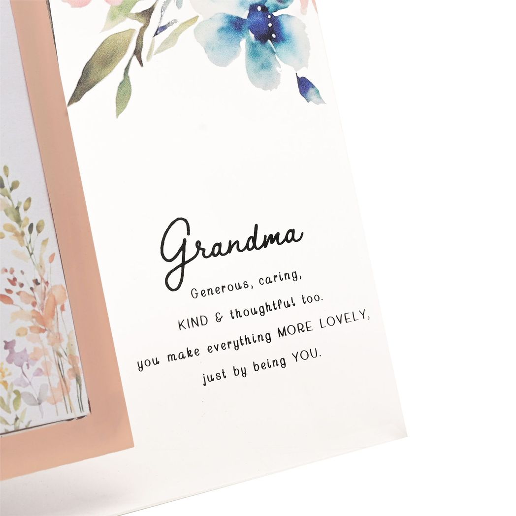 Grandma Gifts - Floral Glass Photo Frame - Grandma