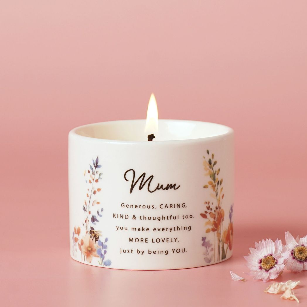 Mum Gifts - Floral Ceramic Candle 100g - Mum