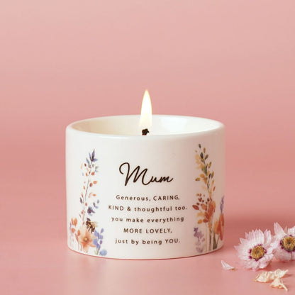 Mum Gifts - Floral Ceramic Candle 100g - Mum