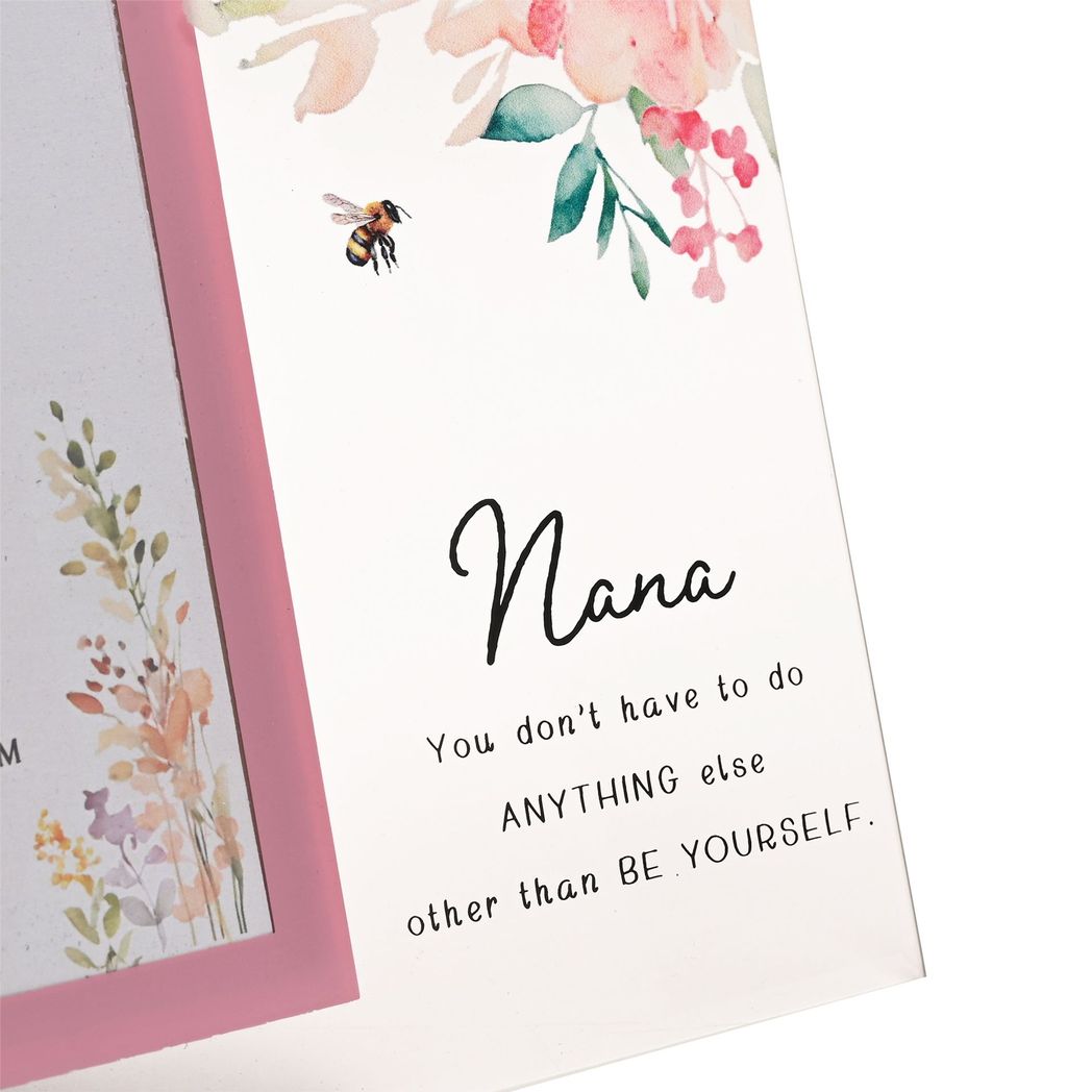 Grandmother Gifts - Floral Glass Photo Frame - Nana