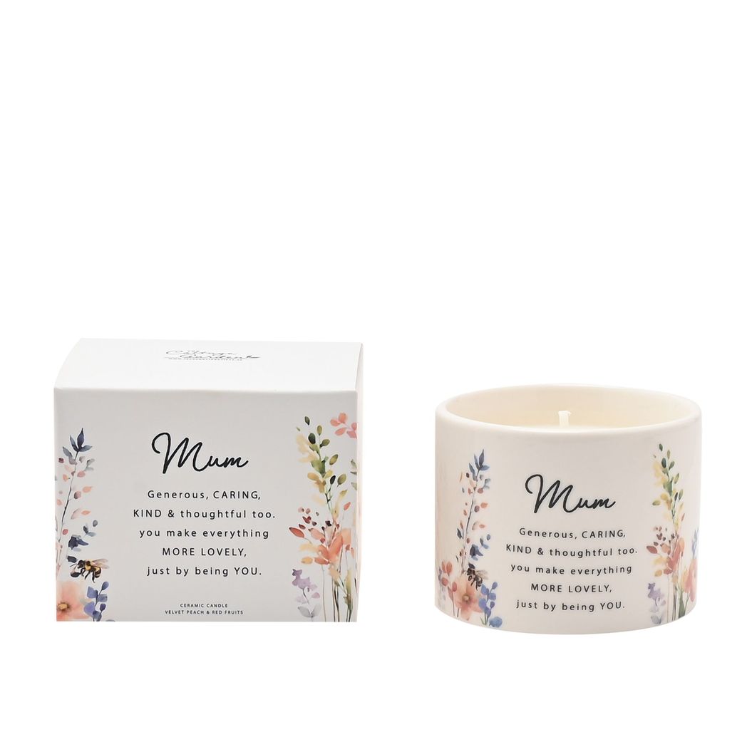 Mum Gifts - Floral Ceramic Candle 100g - Mum