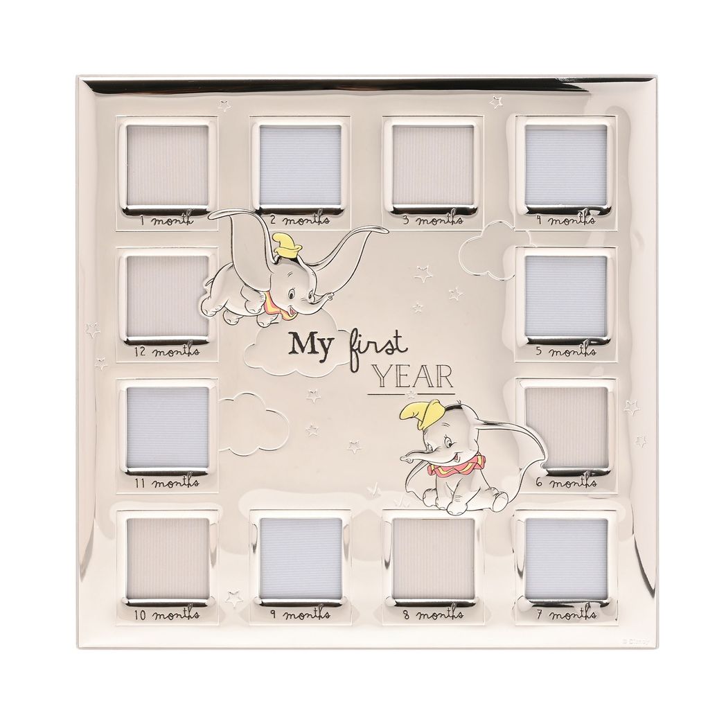 Disney Silver Dumbo My First Year Multi Aperture Frame - Made In Italy