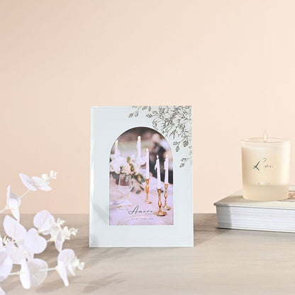 Amore White Floral Glass Arch Photo Frame 4" x 6"