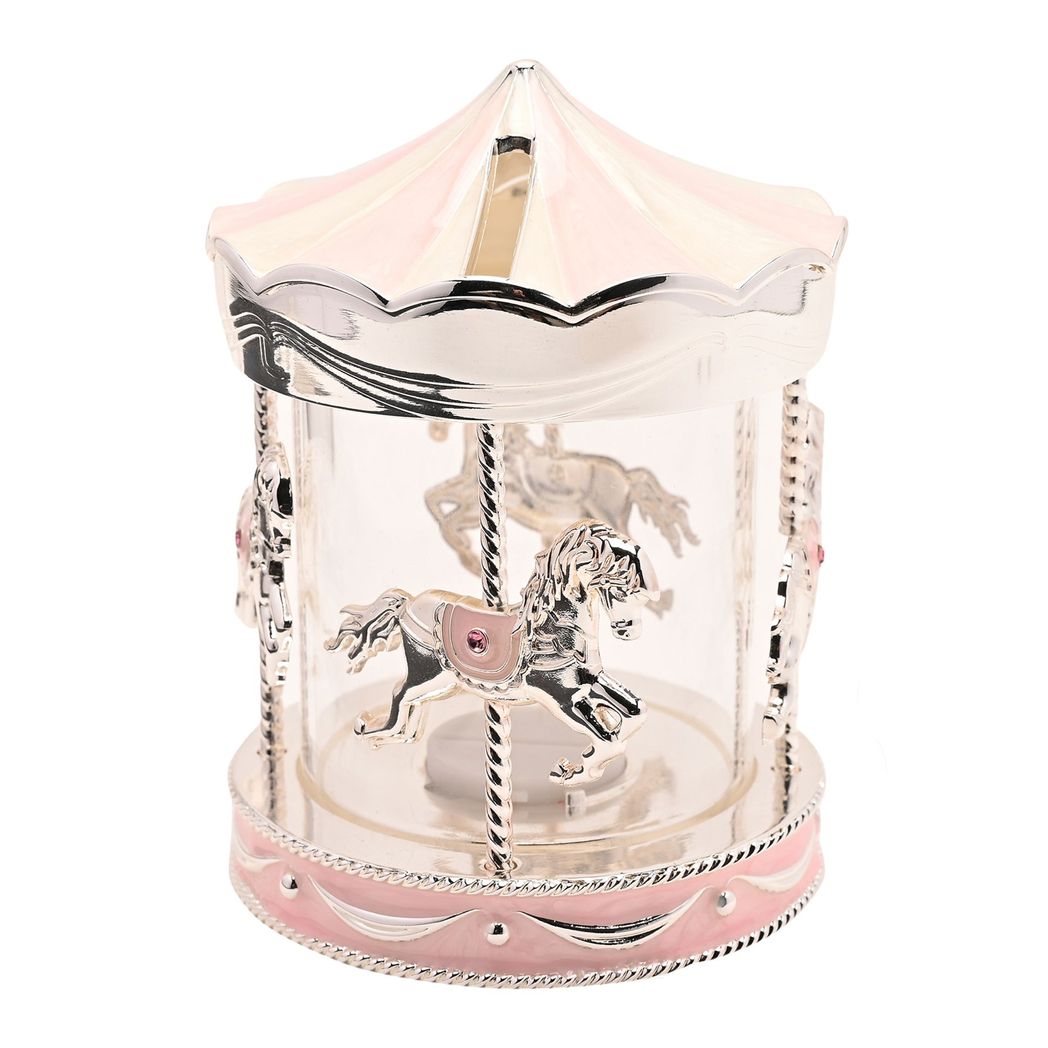 Bambino Silver Plated Money Box Carousel - pink