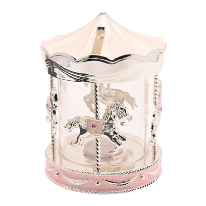 Bambino Silver Plated Money Box Carousel - pink