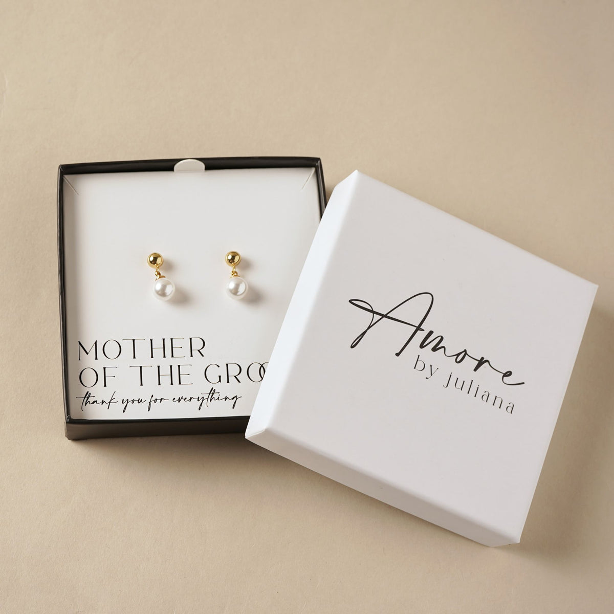 Amore Gold Plated Earrings Faux Pearl - Mother Of The Groom