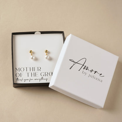 Amore Gold Plated Earrings Faux Pearl - Mother Of The Groom