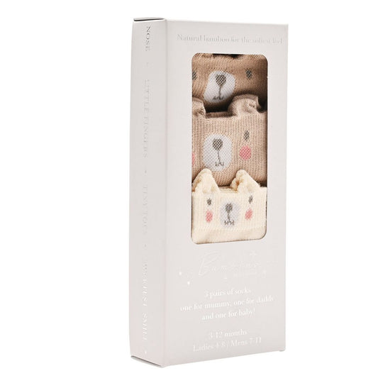Baby Socks Mini Me Bear Family Pack of 3 Pairs