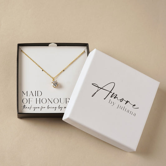 Maid Of Honour Gift -  Gold Plated Necklace Crystal Pendant