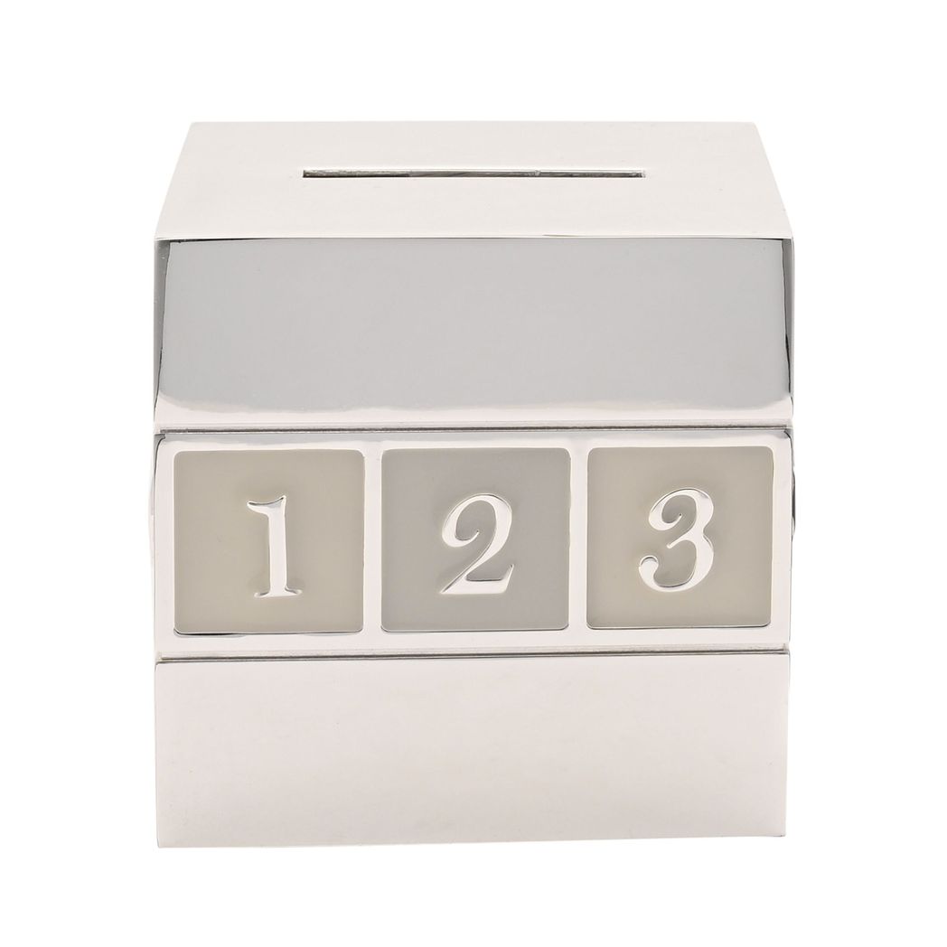 Bambino Silverplated ABC/123 Cube Money Box