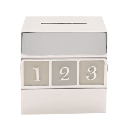 Bambino Silverplated ABC/123 Cube Money Box
