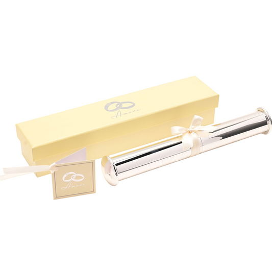 Silver Plated Wedding Certificate Holder Tube Shaped