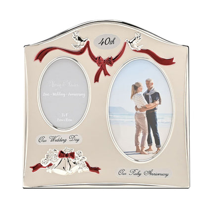 Photo Frame 2Tone S/Plated Double Anniversary - 40th