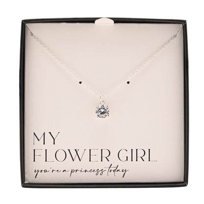 Amore Silver Plated Necklace Crystal Pendant - Flower Girl
