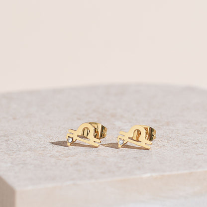 Serenity Zodiac 18k Gold Plated Earrings - Libra