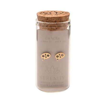 Serenity Zodiac 18k Gold Plated Earrings - Cancer
