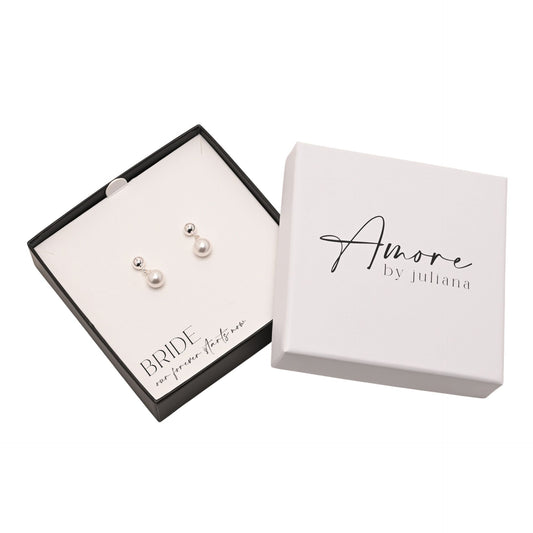 Bride Gift - Silver Plated Earrings Faux Pearl