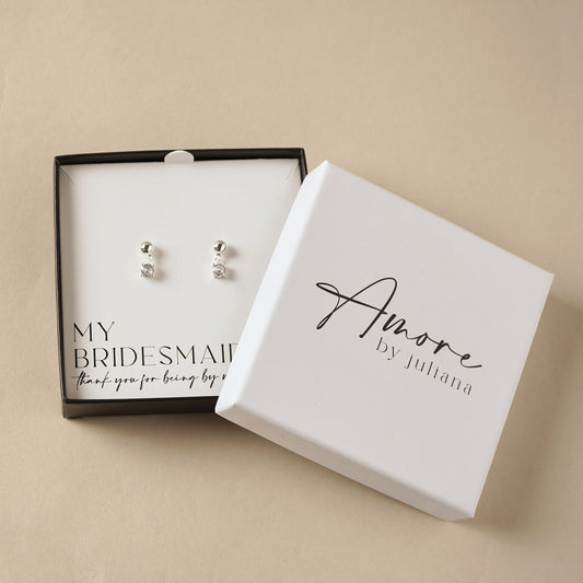Bridesmaid Gift - Silver Plated Earrings Crystal