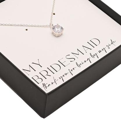 Amore Silver Plated Necklace Crystal Pendant - Bridesmaid