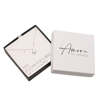 Amore Silver Plated Necklace Crystal Pendant - Flower Girl