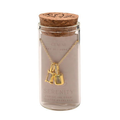 Serenity Zodiac 18k Gold Plated Necklace - Gemini
