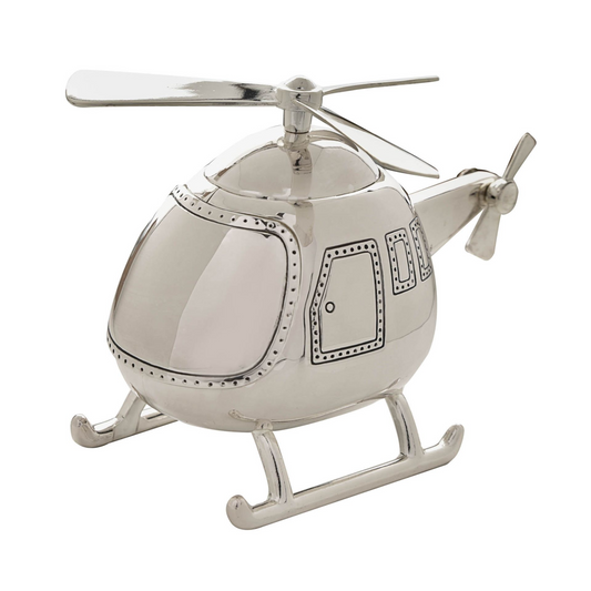 Gift For Children & baby Silver Plated Money Box - Helicopter