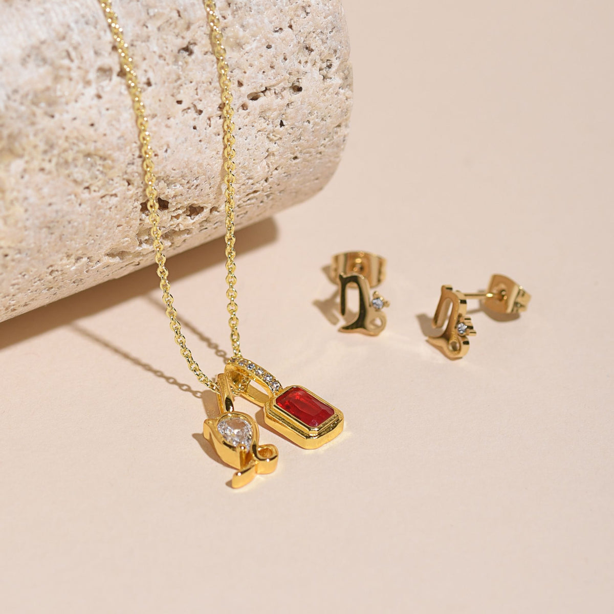Serenity Zodiac 18k Gold Plated Earrings - Capricorn