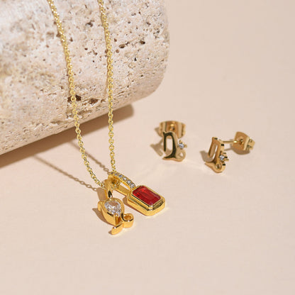 Serenity Zodiac 18k Gold Plated Earrings - Capricorn