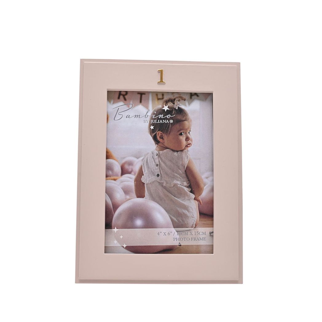 Bambino 1st Birthday Resin Photo Frame Pink  4" x 6"