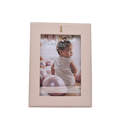 Bambino 1st Birthday Resin Photo Frame Pink  4" x 6"