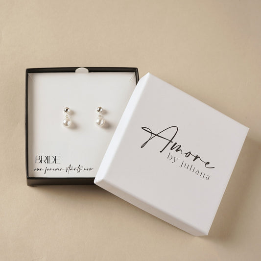 Bride Gift - Silver Plated Earrings Faux Pearl