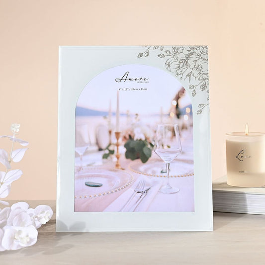 White Floral Glass Arch Photo Frame 8" x 10"