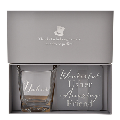Amore Whisky Glass and Coaster - Usher
